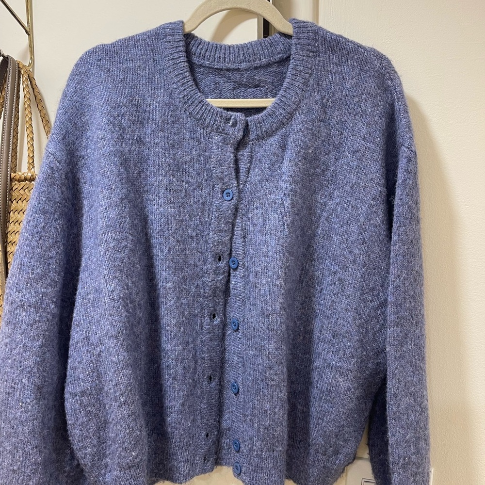 Daily Drills Blue Cardigan Sweater with Relaxed Fit
